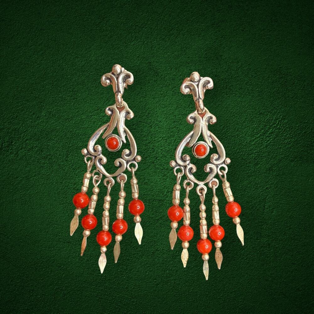 VINTAGE QTC STERLING SILVER SOUTHWEST STYLE DANGLING EARRINGS